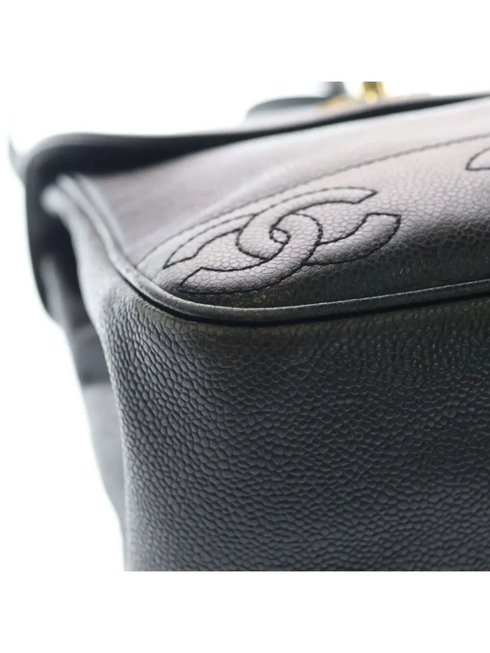 Chanel Triple CC Logo Caviar Leather Backpack Black